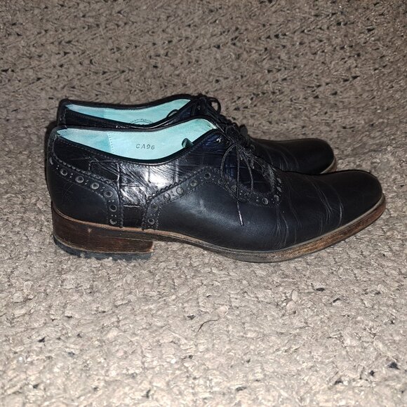 JOHN FLUEVOG-837 Granville-Black Leather Brogue Oxford-Sz 8-Very Good-Resoled - Picture 5 of 9